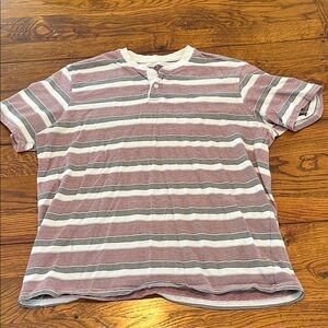 Striped Henley Shirt - Red/White/Blue